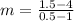 m=\frac{1.5-4}{0.5-1}