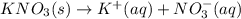 KNO_3(s)\rightarrow K^+(aq)+NO_3^{-} (aq)