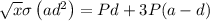 \sqrt{x} \sigma\left(a d^{2}\right)=P d+3 P(a-d)