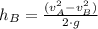 h_{B} = \frac{(v_{A}^{2}-v_{B}^{2})}{2\cdot g}