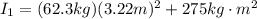 I _1 = (62.3kg)(3.22m)^2+275kg\cdot m^2