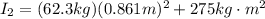 I_2 =(62.3kg)(0.861m)^2+275kg\cdot m^2