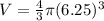 V=\frac{4}{3} \pi(6.25)^{3}