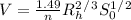 V=\frac{1.49}{n} R_{h} ^2^/^3S_{0} ^1^/^2