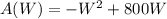 A(W)=-W^2+800W