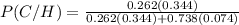 P(C/H)=\frac{0.262(0.344)}{0.262(0.344)+0.738(0.074)}