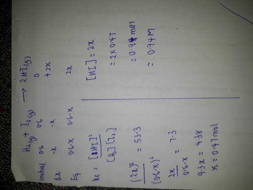 At a certain temperature, the equilibrium constant, K c , for this reaction is 53.3. H 2 ( g ) + I 2