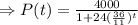 \Rightarrow P(t) = \frac{4000}{1+ 24(\frac{36}{11})^t}