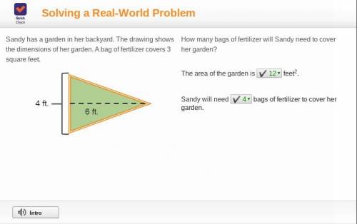 Sandy has a garden in her backyard. The drawing shows the dimensions of her garden. A bag of fertili