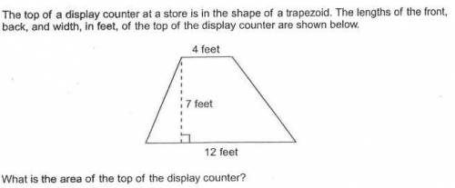 The top of a display counter at a store is in the shape of a trapezoid . the lengths of the front ba