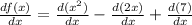 \frac{df(x)}{dx} = \frac{d(x^2)}{dx}  - \frac{d(2x)}{dx}  + \frac{d(7)}{dx}