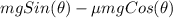 mg Sin (\theta) - \mu mg Cos (\theta)