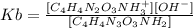 Kb=\frac{[C_4H_4N_2O_3NH_3^+][OH^-]}{[C_4H_4N_3O_3NH_2]}