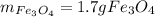 m_{Fe_3O_4}=1.7gFe_3O_4