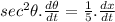 sec^{2} \theta.\frac{d\theta}{dt} = \frac{1}{5}.\frac{dx}{dt}