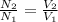 \frac{N_2}{N_1}=\frac{V_2}{V_1}