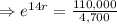 \Rightarrow e^{14r}= \frac{110,000}{4,700}