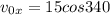 v_{0x}=15cos340