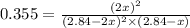 0.355=\frac{(2x)^2}{(2.84-2x)^2\times (2.84-x)}