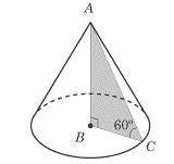 What is the surface area of the geometric solid produced by the 30-60-90 triangle below when it is r