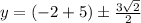 y=(-2+5) \pm \frac{3\sqrt{2}}{2}