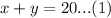 x+y=20...(1)