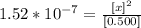 1.52*10^{-7} = \frac{[x]^2}{[0.500]}
