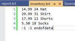 Write a program that reads raw data from a file that contains an inventory of items. The items shoul