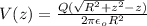 V(z) = \frac{Q(\sqrt{R^2 + z^2} - z )}{2 \pi \epsilon_o R^2}