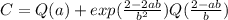 C=Q(a)+exp(\frac{2-2ab}{b^{2} } )Q(\frac{2-ab}{b} )