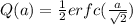 Q(a)=\frac{1}{2} erfc(\frac{a}{\sqrt{2} } )
