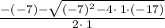 \frac{-\left(-7\right)-\sqrt{\left(-7\right)^2-4\cdot \:1\cdot \left(-17\right)}}{2\cdot \:1}