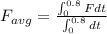 F_{avg}=\frac{\int_{0}^{0.8}Fdt}{\int_{0}^{0.8}dt}