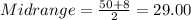 Midrange = \frac{50+8}{2}= 29.00