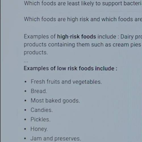 has less risk for bacteria growth than meats, dairy, and other potentially hazardous foods.  Fresh p