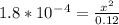 1.8*10^-^4=\frac{x^2}{0.12}