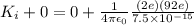 K_{i} + 0 = 0 + \frac{1}{4 \pi \epsilon _{0}} \frac{(2e)(92e)}{7.5 \times 10^{-15}}