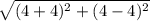 \sqrt{(4+4)^{2}+(4-4)^{2}  }