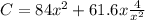 C=84x^2+61.6x\frac{4}{x^2}