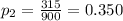p_{2}=\frac{315}{900}=0.350