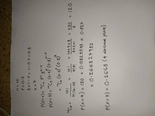 A binomial probability experiment is conducted with the given parameters. Compute the probability of