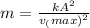m = \frac{kA^2}{v_(max)^2}