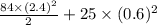 \frac{84 \times (2.4)^{2}}{2} + 25 \times (0.6)^{2}