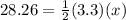 28.26=\frac{1}{2}(3.3)(x)