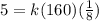 5=k(160)(\frac{1}{8})