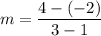 $m=\frac{4-(-2)}{3-1}