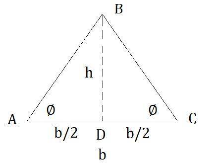 The base of the isosceles triangle is five times the height Find the exact value of cot ø