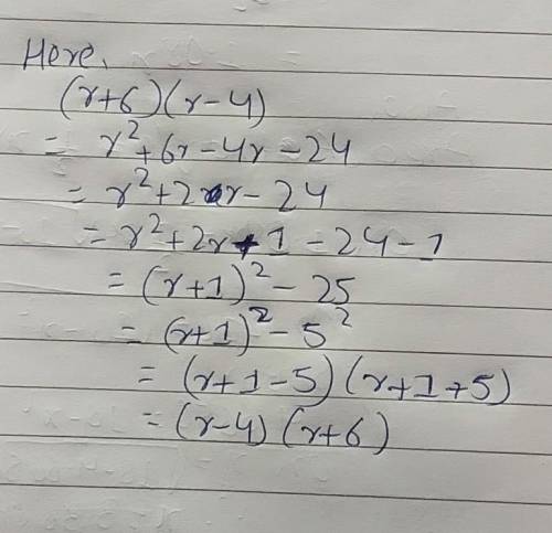 What is the answer for (r+6)(r-4) =