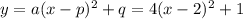 y=a(x-p)^2+q=4(x-2)^2+1