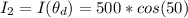I_2 = I(\theta_d) = 500 *cos (50)